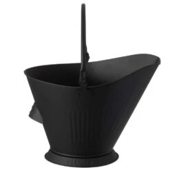 Indoor And Outdoor Black Iron Ash Bucket Use For Fire Pit, Wood Burning Stove, Grill -Fire Place Store black gardenised ash buckets qi004555 44 1000