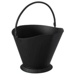 Indoor And Outdoor Black Iron Ash Bucket Use For Fire Pit, Wood Burning Stove, Grill -Fire Place Store black gardenised ash buckets qi004555 c3 1000