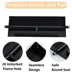 22.5 In. X 6 In. Outdoor Rectangular Carbon Steel Drop In Fire Pit Pan For Natural Gas And Liquid Propane -Fire Place Store black garvee fire pit covers and accessories hdtpho 14htim3b 1f 1000