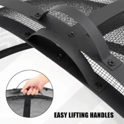 41 In. Outdoor Round Carbon Steel Mesh Fire Pit Spark Screen Cover With Hinged Door 13 41 In. Outdoor Round Carbon Steel Mesh Fire Pit Spark Screen Cover With Hinged Door -Fire Place Store black garvee fire pit covers and accessories hdtpho 166wb0mp 44 1000