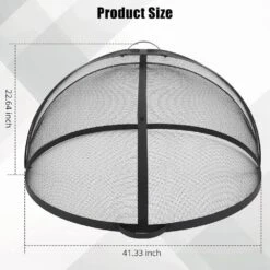 41 In. Outdoor Round Carbon Steel Mesh Fire Pit Spark Screen Cover With Hinged Door 10 41 In. Outdoor Round Carbon Steel Mesh Fire Pit Spark Screen Cover With Hinged Door -Fire Place Store black garvee fire pit covers and accessories hdtpho 166wb0mp c3 1000