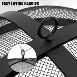 30 In. Outdoor Round Carbon Steel Mesh Fire Pit Spark Screen Cover -Fire Place Store black garvee fire pit covers and accessories hdtpho 166wfg30 1f 1000