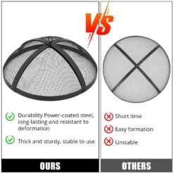 30 In. Outdoor Round Carbon Steel Mesh Fire Pit Spark Screen Cover -Fire Place Store black garvee fire pit covers and accessories hdtpho 166wfg30 44 1000