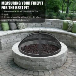 30 In. Outdoor Round Carbon Steel Mesh Fire Pit Spark Screen Cover -Fire Place Store black garvee fire pit covers and accessories hdtpho 166wfg30 fa 1000