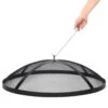 36 In. Outdoor Round Carbon Steel Mesh Fire Pit Spark Screen Cover With Poker