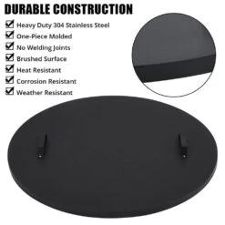 38 In. Outdoor Round Carbon Steel Fire Pit Lid Cover With Handle -Fire Place Store black garvee fire pit covers and accessories hdtpho 167i2m2i 4f 1000