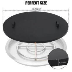 38 In. Outdoor Round Carbon Steel Fire Pit Lid Cover With Handle -Fire Place Store black garvee fire pit covers and accessories hdtpho 167i2m2i c3 1000