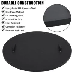 28 In. Outdoor Round Carbon Steel Fire Pit Lid Cover With Handle -Fire Place Store black garvee fire pit covers and accessories hdtpho 167ik1nx 4f 1000