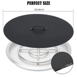 28 In. Outdoor Round Carbon Steel Fire Pit Lid Cover With Handle -Fire Place Store black garvee fire pit covers and accessories hdtpho 167ik1nx c3 1000