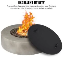 28 In. Outdoor Round Carbon Steel Fire Pit Lid Cover With Handle -Fire Place Store black garvee fire pit covers and accessories hdtpho 167ik1nx fa 1000