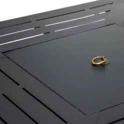 30 In. 50000 BTU Black Square Steel Propane Outdoor Fire Pit Table With Steel Lid And Rocks -Fire Place Store black gas fire pits ff fp005 h 44 1000