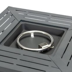 30 In. 50000 BTU Black Square Steel Propane Outdoor Fire Pit Table With Steel Lid And Rocks -Fire Place Store black gas fire pits ff fp005 h fa 1000