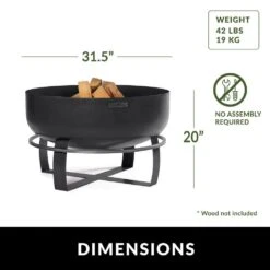 Viking 32 In. XXL Fire Pit With Cover Lid -Fire Place Store black good directions wood burning fire pits 111562c 1f 1000