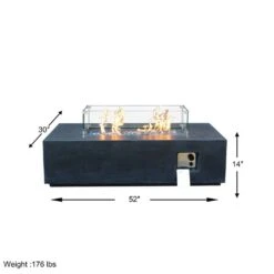 52.00 In. W X 14.00 In. H Concrete Square Propane Gas Fire Pit Table In Dark Grey -Fire Place Store black grey staykiwi gas fire pits skczyfp02dg 76 1000