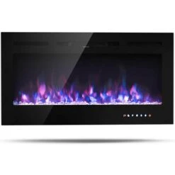 36 In. Electric Fireplace Recessed And Wall Mounted 750-Watt/1500-Watt With Multicolor Flame