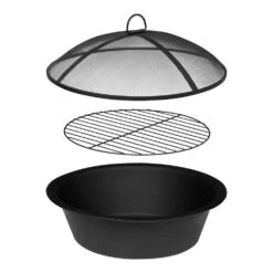 22 In. Outdoor Round Steel Fire Pit Insert Replacement Set (3-Pieces) -Fire Place Store black hampton bay fire pit covers and accessories 3022fp 3pc 40 1000