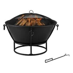 30.00 In. W Black Cast Iron Wood Outdoor Fire Pit With Grate, Cover, And Poker Included -Fire Place Store black hampton bay wood burning fire pits ft 62480 fa 1000
