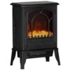 HOMCOM 15.25 In. Freestanding Electric Fireplace Stove With Overheat Protection 750W/1500W In Black