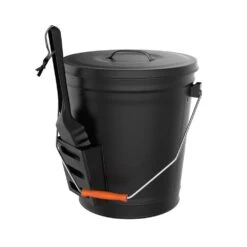 4.75 Gal. Ash Bucket With Lid And Shovel -Fire Place Store black home complete ash buckets hw1500230 1f 1000