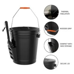 4.75 Gal. Ash Bucket With Lid And Shovel -Fire Place Store black home complete ash buckets hw1500230 4f 1000