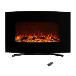 36 In. Wall Mount Electric Fireplace In Black