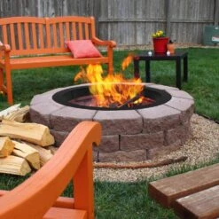 36 In. W X 10 In. H Round Steel Wood Black Fire Pit -Fire Place Store black karl home fire pit kits 782981815827 31 1000