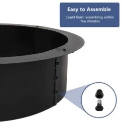 36 In. W X 10 In. H Round Steel Wood Black Fire Pit -Fire Place Store black karl home fire pit kits 782981815827 4f 1000
