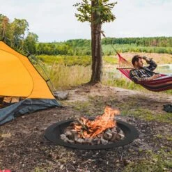 36 In. W X 10 In. H Round Steel Wood Black Fire Pit -Fire Place Store black karl home fire pit kits 782981815827 fa 1000