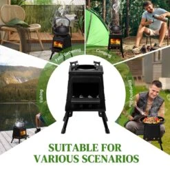 Large Ultra Light-Weight Portable Camping Stove Fire Pit With Carry Case -Fire Place Store black karl home wood burning fire pits 616521226197 44 1000