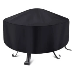 Outdoor Round Fire Pit Cover Waterproof 22-36 In. Full Coverage Fire Pit Cover Dustproof Anti UV And Tear Resistant
