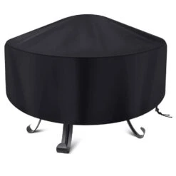 Outdoor Round Fire Pit Cover Waterproof 22-32 In. Full Coverage Fire Pit Cover Dustproof Anti UV And Tear Resistant