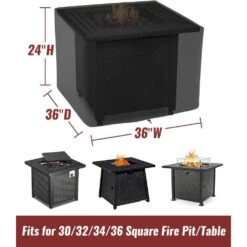 Square Fire Pit Cover For Propane Fire Pit/Table Waterproof Cover 36 In. Fits 30 In. /32 In. /34 In. Weather Resistant -Fire Place Store black misopily fire pit covers and accessories sa04 328b079 76 1000