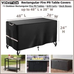 Rectangular Gas Fire Pit Table Cover Waterproof 600D Heavy Duty Fire For 45 In. X 48 In. Patio Propane Black Windproof 6 Rectangular Gas Fire Pit Table Cover Waterproof 600D Heavy Duty Fire For 45 In. X 48 In. Patio Propane Black Windproof -Fire Place Store black misopily fire pit covers and accessories sa04 528b057 c3 1000