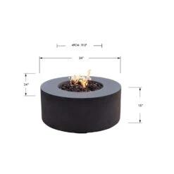 Modeno Venice 34 In. Diameter Dark Grey Concrete Natural Gas Fire Table -Fire Place Store black modeno gas fire pits ofg113 ng c3 1000