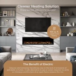 Aerus 72 In. Wall-Mounted Smart Electric Fireplace Heater With Multi-Color Flames, Remote, 5000 BTU, Wi-Fi 20 Aerus 72 In. Wall-Mounted Smart Electric Fireplace Heater With Multi-Color Flames, Remote, 5000 BTU, Wi-Fi -Fire Place Store black modern ember wall mounted electric fireplaces me sl72 77 1000