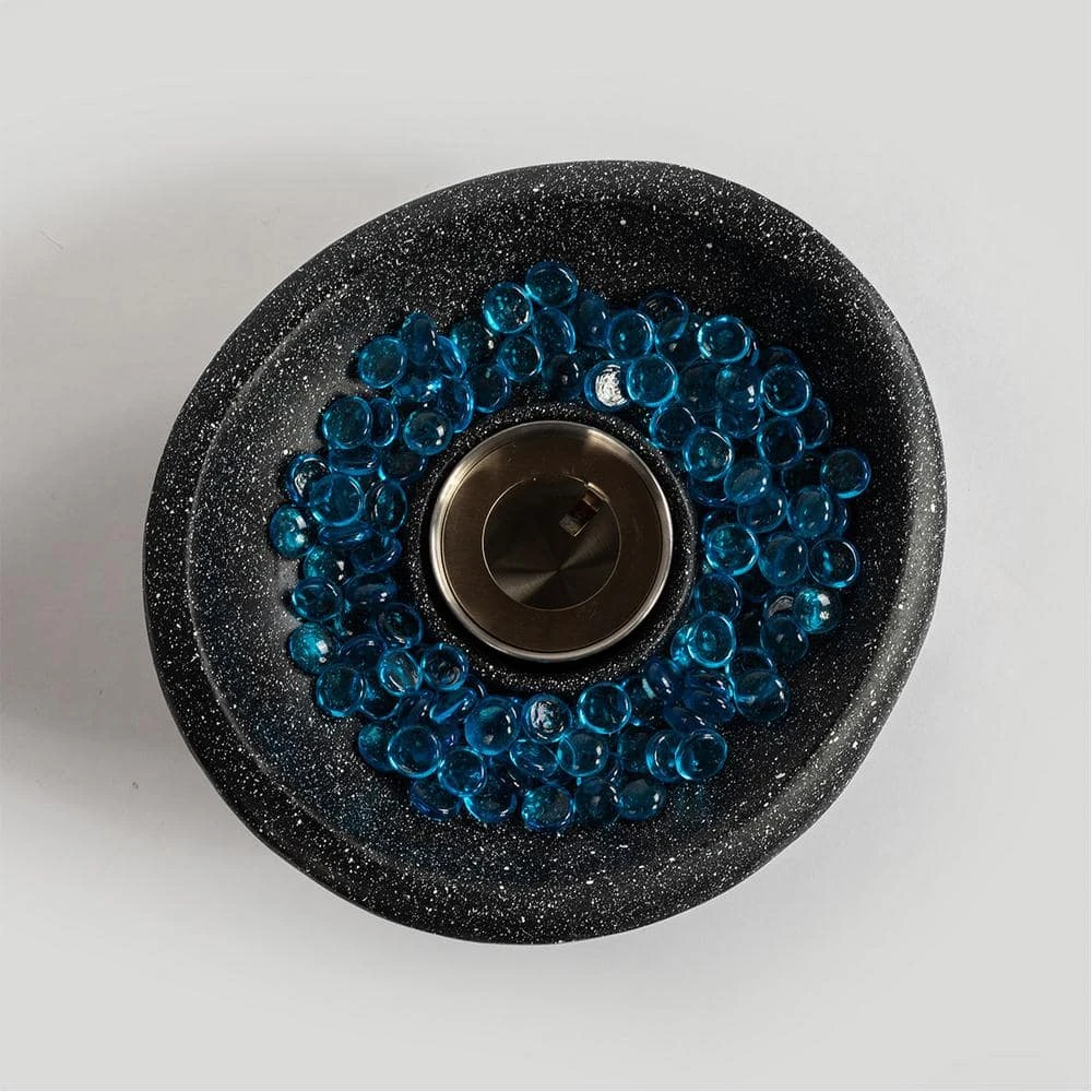 11 In. Black Outdoor Concrete Gel Or Liquid Fire Pit Mixed Color Tabletop Mini Smokeless Fire Bowl With Blue Glass Beads 5 11 In. Black Outdoor Concrete Gel Or Liquid Fire Pit Mixed Color Tabletop Mini Smokeless Fire Bowl With Blue Glass Beads - Image 5