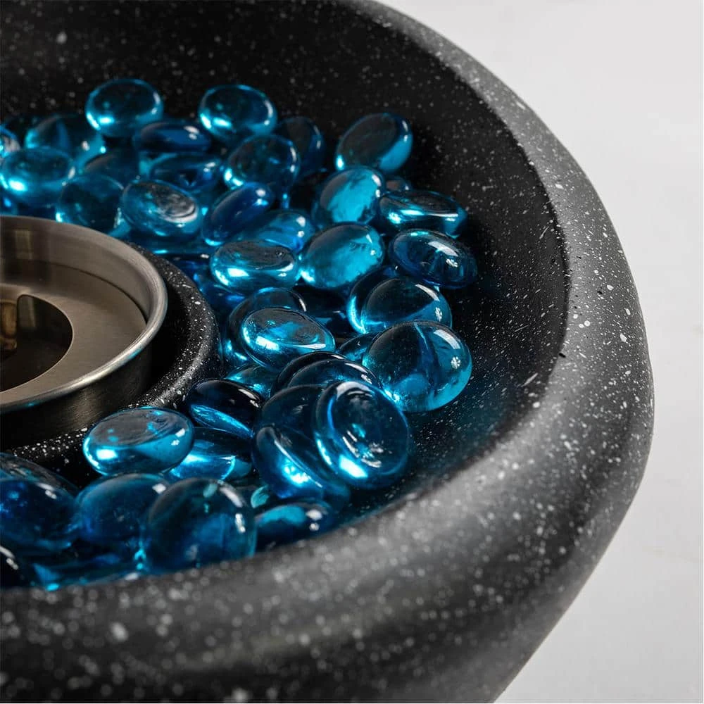 11 In. Black Outdoor Concrete Gel Or Liquid Fire Pit Mixed Color Tabletop Mini Smokeless Fire Bowl With Blue Glass Beads 6 11 In. Black Outdoor Concrete Gel Or Liquid Fire Pit Mixed Color Tabletop Mini Smokeless Fire Bowl With Blue Glass Beads - Image 6