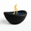 11 In. Black Outdoor Concrete Gel Or Liquid Fire Pit Mixed Color Tabletop Mini Smokeless Fire Bowl With Blue Glass Beads