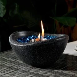 11 In. Black Outdoor Concrete Gel Or Liquid Fire Pit Mixed Color Tabletop Mini Smokeless Fire Bowl With Blue Glass Beads 9 11 In. Black Outdoor Concrete Gel Or Liquid Fire Pit Mixed Color Tabletop Mini Smokeless Fire Bowl With Blue Glass Beads -Fire Place Store black mondawe fire pit kits md ui3004 mbk e1 1000