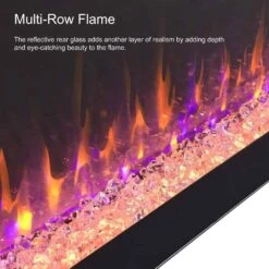 60 In. Wall Mount Electric Fireplace In Black With Tempered Glass -Fire Place Store black nivencai wall mounted electric fireplaces dbl 6 76 1000