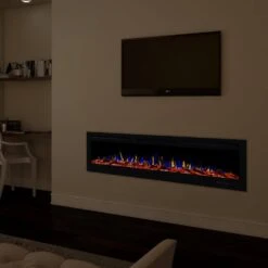 72 In. Electric Fireplace- Wall Mount Or Recessed -Fire Place Store black northwest wall mounted electric fireplaces 80 effv 7 44 1000