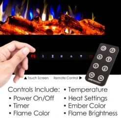 72 In. Electric Fireplace- Wall Mount Or Recessed -Fire Place Store black northwest wall mounted electric fireplaces 80 effv 7 c3 1000