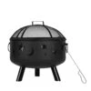 24 In. Fire Pit With Cooking Grill, Fire Poker And Cover In Black