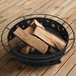 42.5 In. Fire Pit With Cooking Grate And Poker In Black -Fire Place Store black oumilen wood burning fire pits klf 28905 4f 1000