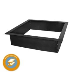 36 In. X 10 In. Square Steel Wood Fire Pit Ring In Black Porcelain Coated Finish