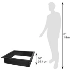 36 In. X 10 In. Square Steel Wood Fire Pit Ring In Black Porcelain Coated Finish -Fire Place Store black porcelain coated blue sky outdoor living fire pit covers and accessories pcff3636 a0 1000