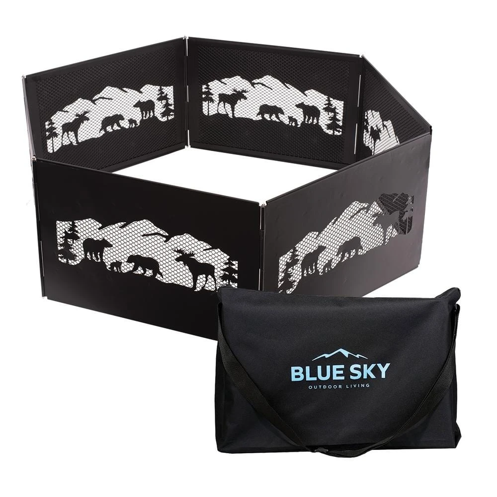 The Zion 36 In. X 12 In. Hexagon Steel Portable Folding Wood Fire Pit Ring With Carrying Bag - Northern Woods 1 The Zion 36 In. X 12 In. Hexagon Steel Portable Folding Wood Fire Pit Ring With Carrying Bag - Northern Woods