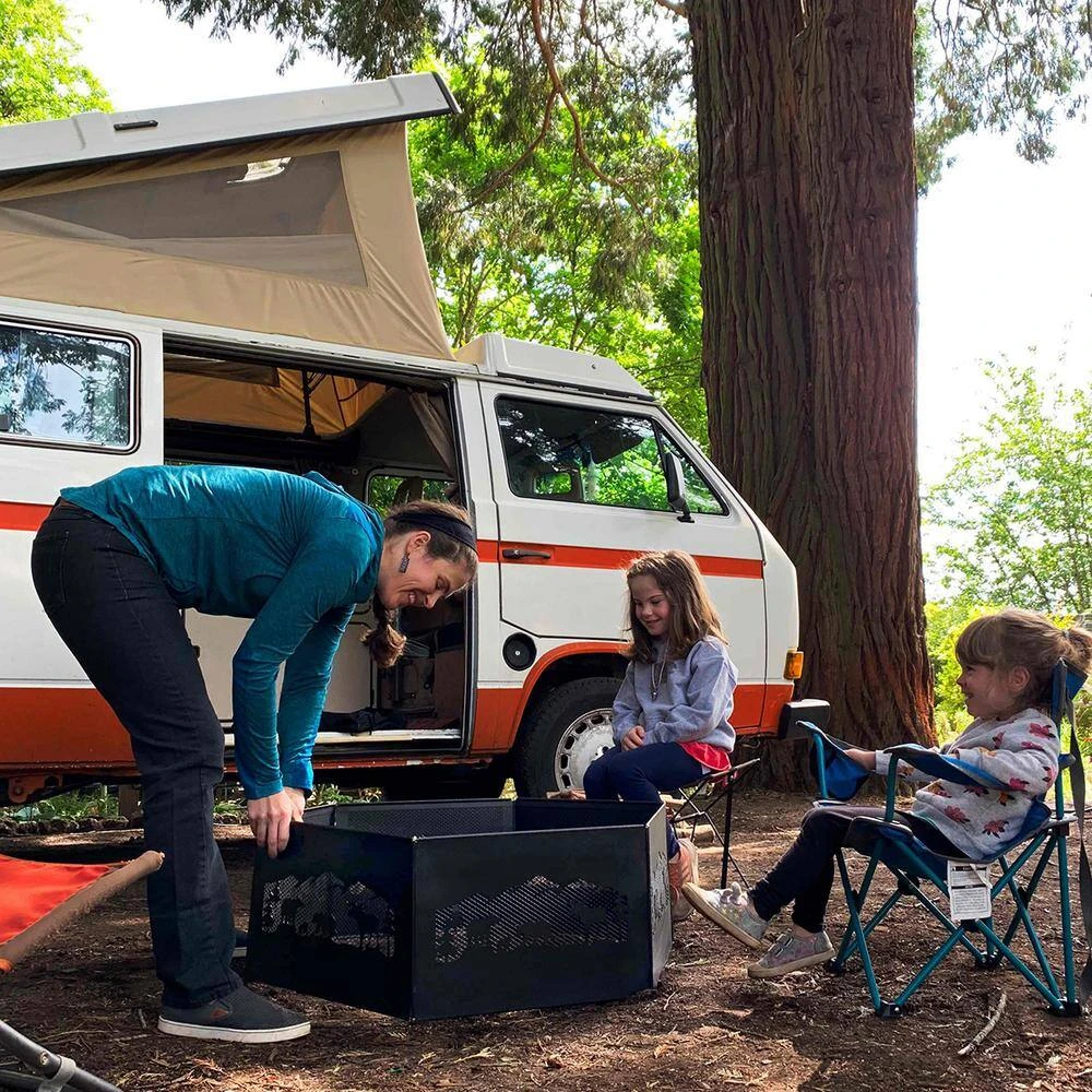 The Zion 36 In. X 12 In. Hexagon Steel Portable Folding Wood Fire Pit Ring With Carrying Bag - Northern Woods 13 The Zion 36 In. X 12 In. Hexagon Steel Portable Folding Wood Fire Pit Ring With Carrying Bag - Northern Woods - Image 13