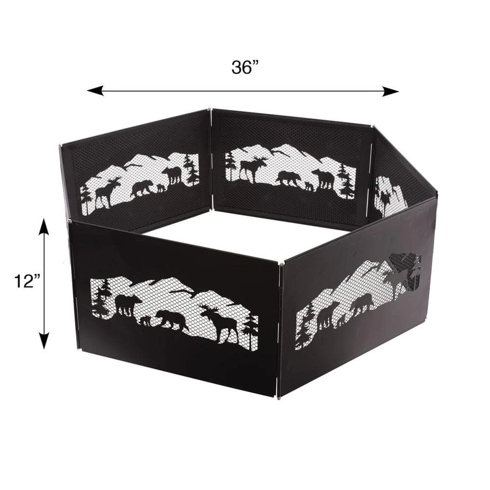 The Zion 36 In. X 12 In. Hexagon Steel Portable Folding Wood Fire Pit Ring With Carrying Bag - Northern Woods 7 The Zion 36 In. X 12 In. Hexagon Steel Portable Folding Wood Fire Pit Ring With Carrying Bag - Northern Woods - Image 7