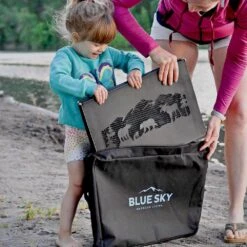 The Zion 36 In. X 12 In. Hexagon Steel Portable Folding Wood Fire Pit Ring With Carrying Bag - Northern Woods 24 The Zion 36 In. X 12 In. Hexagon Steel Portable Folding Wood Fire Pit Ring With Carrying Bag - Northern Woods -Fire Place Store black powder coated blue sky outdoor living fire pit covers and accessories ffr3612nw fa 1000